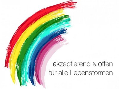 akzeptierend und offen für alle Lebensformen Regenbogen mit Text akzeptierend und offen für alle Lebensformen